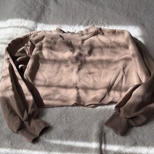 H&M Cropped Long-Sleeve Sweatshirt in Taupe